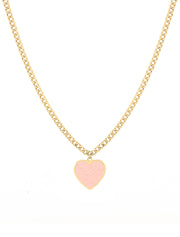 18K Gold Radiant Heart Cuban Link Necklace
