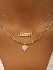18K Gold Radiant Heart Cuban Link Necklace