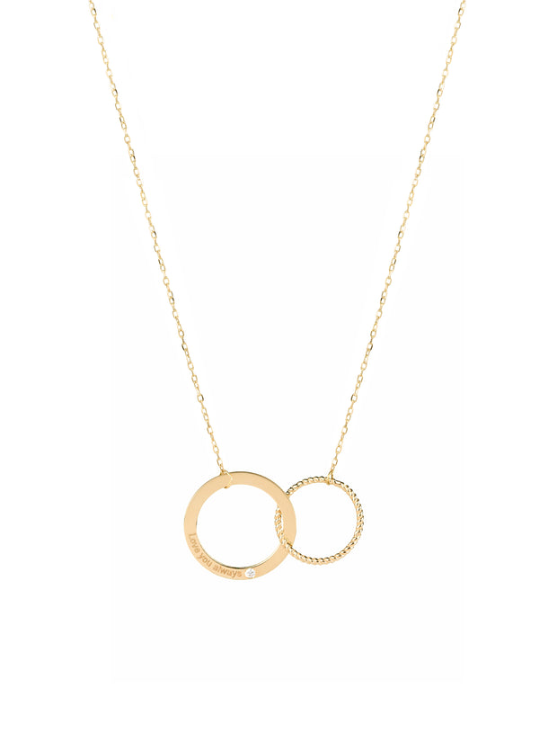 18K Gold Eternal Love Diamond Circle Necklace