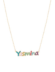 Personalized 18k Gold Enamel Name Necklace | Premium Quality Custom Jewelry