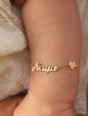 18K Gold Personalized Heart Set for Newborns