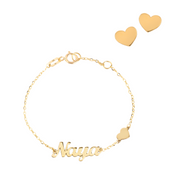 18K Gold Personalized Heart Set for Newborns