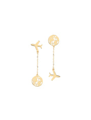 18K Gold Traveler's Plane & Globe Earrings