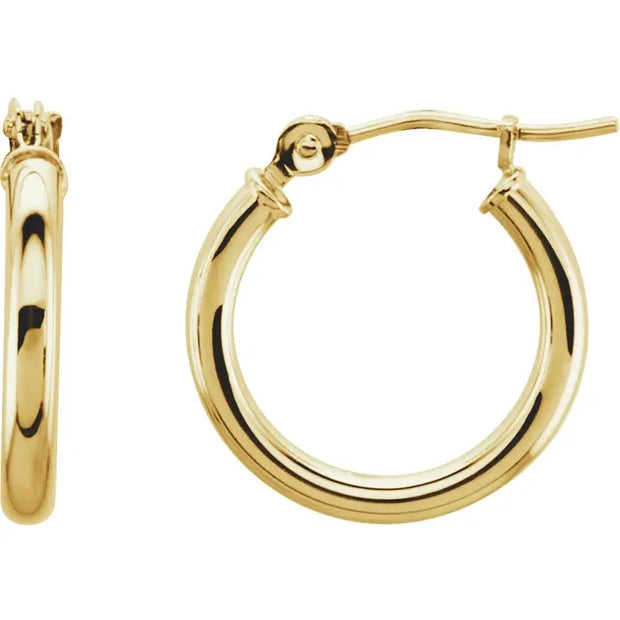 14k Yellow Gold Tube Hoop Earrings