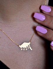 18K Gold Graduation Necklace – Custom Year