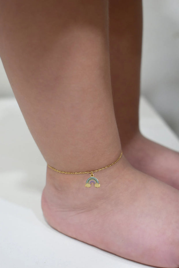 18K Gold First Light Rainbow Newborn Anklet
