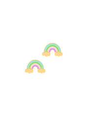 18K Gold First Light Rainbow Newborn Earrings
