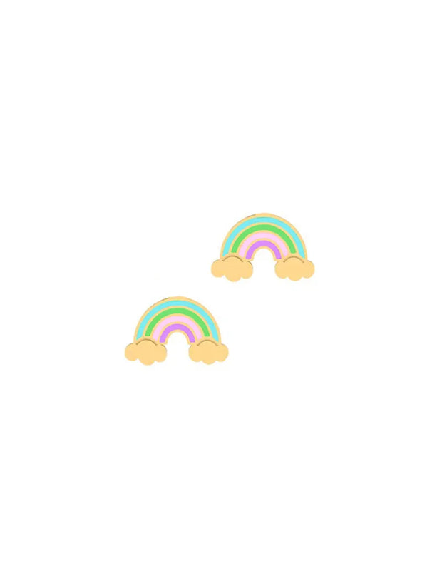 18K Gold First Light Rainbow Newborn Earrings