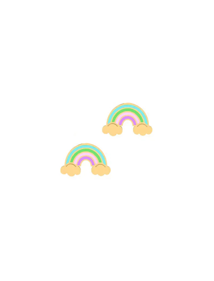 18K Gold First Light Rainbow Newborn Earrings