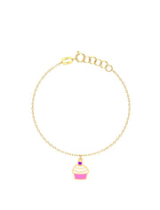 18K Gold Golden Cupcake Newborn Baby Anklet – Enamel Charm, Adjustable Fit
