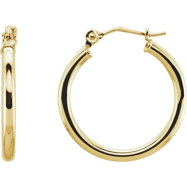 14k Yellow Gold Tube Hoop Earrings