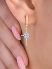 18K Gold North Star Hoop Earrings