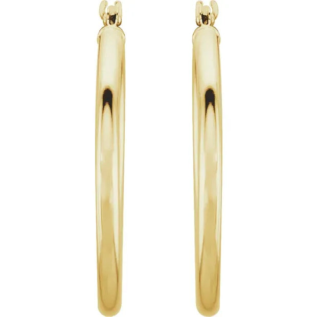 14k Yellow Gold Tube Hoop Earrings