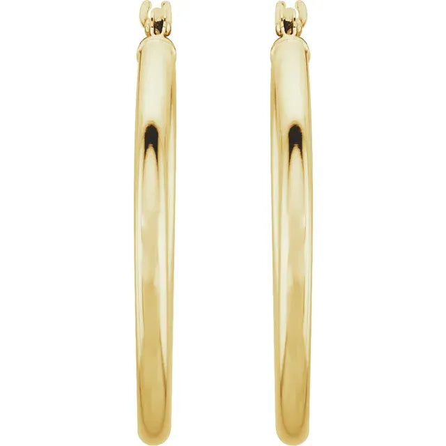 14k Yellow Gold Tube Hoop Earrings