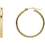 14k Yellow Gold Tube Hoop Earrings