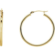 14k Yellow Gold Tube Hoop Earrings