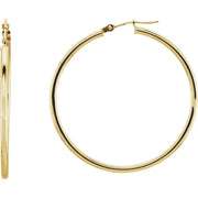 14k Yellow Gold Tube Hoop Earrings