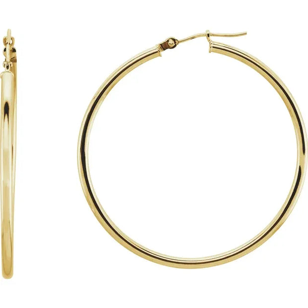 14k Yellow Gold Tube Hoop Earrings