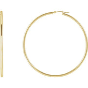 14k Yellow Gold Tube Hoop Earrings