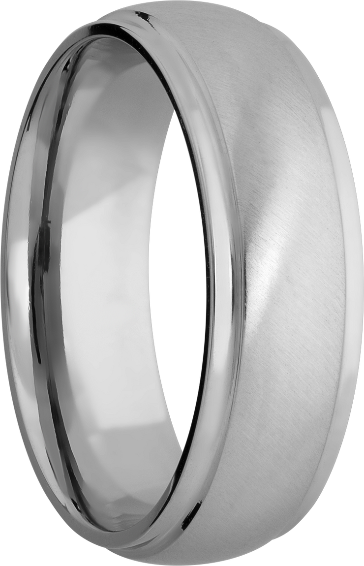 Titanium 7mm domed band with grooved edges