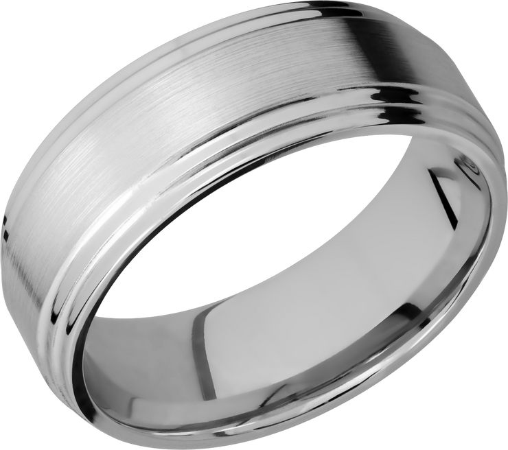Titanium 8mm flat band with two stepped edges