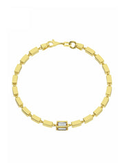 18K Gold LanternLink Single Baguette Zircon Bracelet