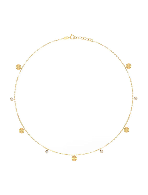 18K Gold Celeste Fluted Disk Belly Chain