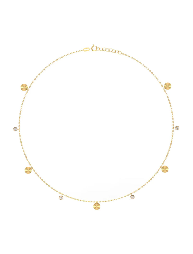 18K Gold Celeste Fluted Disk Belly Chain