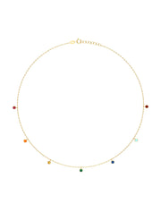 18K Gold Aurora Rainbow Belly Chain – Multi-Color Zircon Gemstones, Adjustable Fit