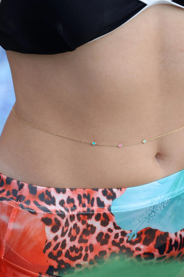 18K Gold Aurora Enamel Belly Chain