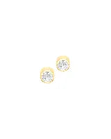 18K Gold Gemstone Bezel Earrings