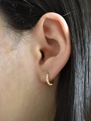 18K Gold Enamel Striped Hoop Earrings