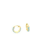 18K Gold Enamel Striped Hoop Earrings