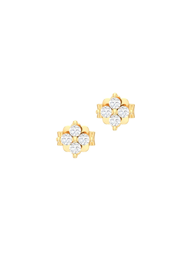 18K Gold Floral Sparkle Earrings