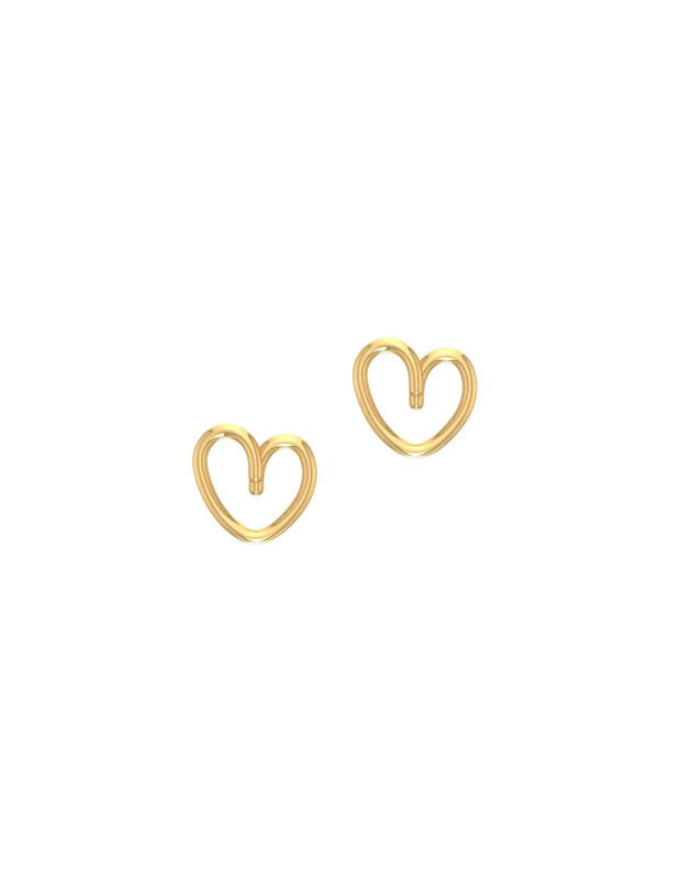 18K Gold Wire Heart Earrings