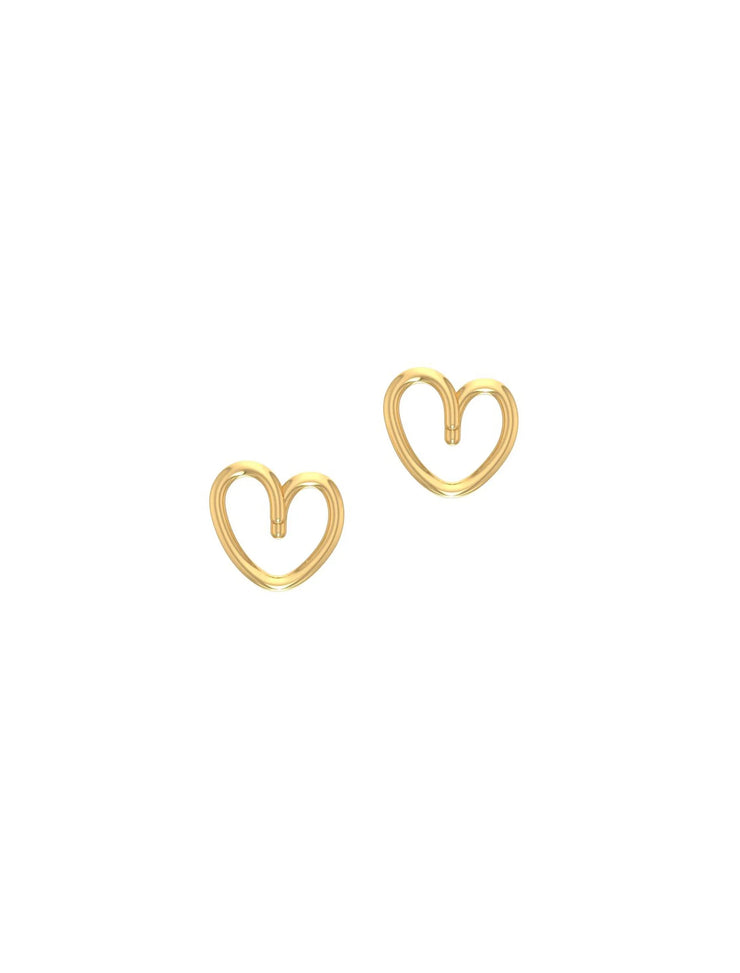 18K Gold Wire Heart Earrings