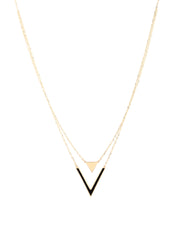 Two-Tiered 18k Gold Enamel Pendant Necklace