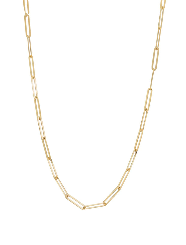 18K Gold Sleek Paper Clip Chain Necklace