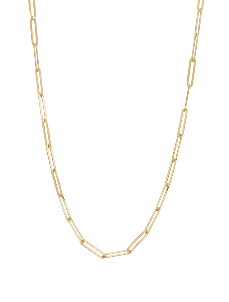 18K Gold Sleek Paper Clip Chain Necklace