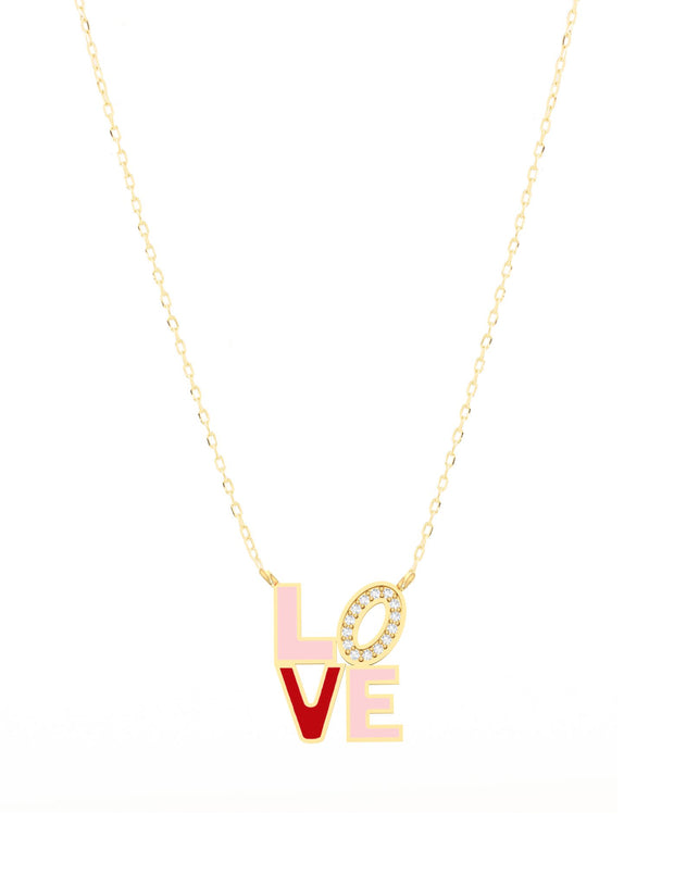 Eternal Love 18K Gold Enamel Necklace