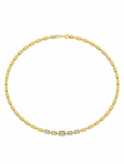 18K Gold LanternLink Baguette Zircon Necklace