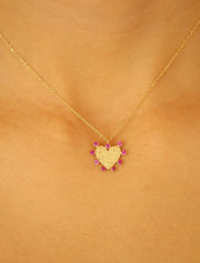 18K Gold Sparkling Zircon Heart Necklace