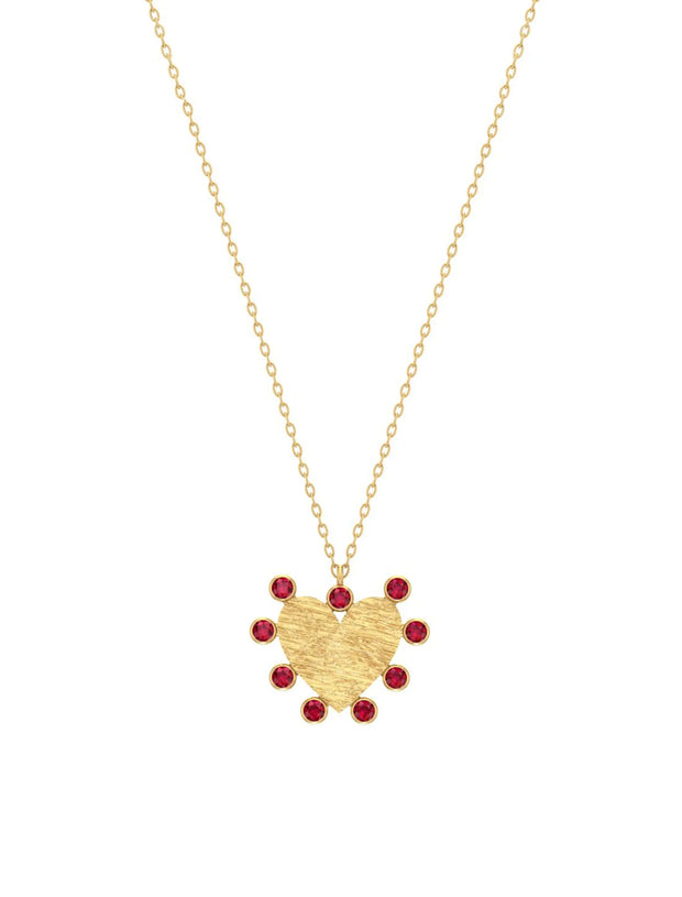 18K Gold Sparkling Zircon Heart Necklace