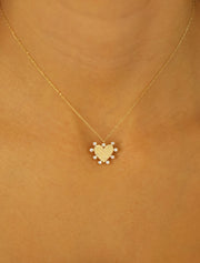 18K Gold Sparkling Zircon Heart Necklace