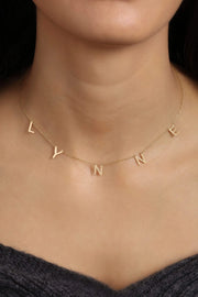 18K Gold Custom Name Necklace with Separated Letters