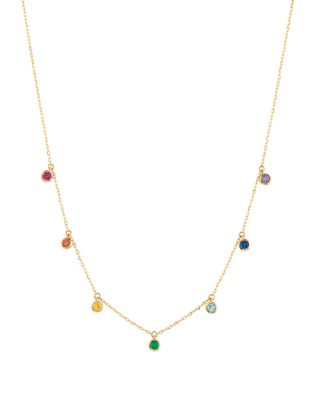 18K Gold Necklace with Radiant Rainbow-Hued Accents