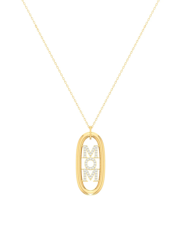 18K Gold Empowered Mom CZ Necklace