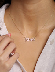 Personalized 18k Gold Enamel Name Necklace