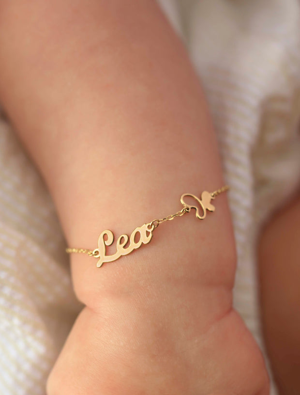 18K Gold Personalized Newborn Butterfly Jewelry Set