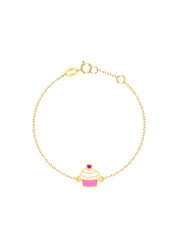 18K Gold Golden Cupcake Newborn Baby Bracelet – Enamel Design, Adjustable Fit